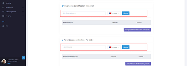 Alerte en temps réel