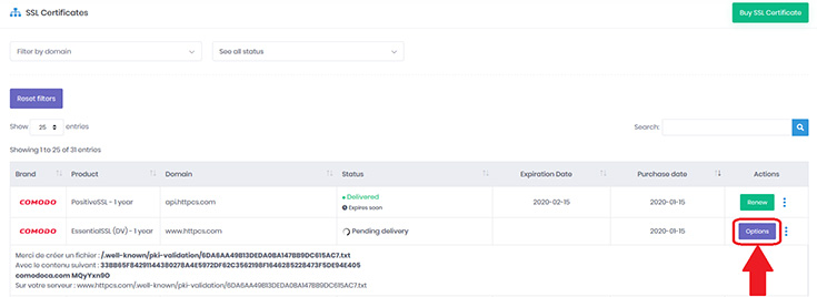 Contact details options