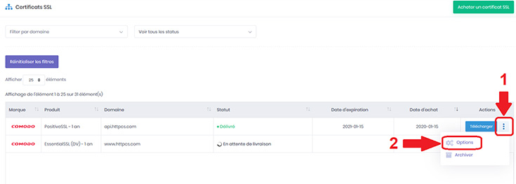 Coordonnées de contact après délivrance du certificat