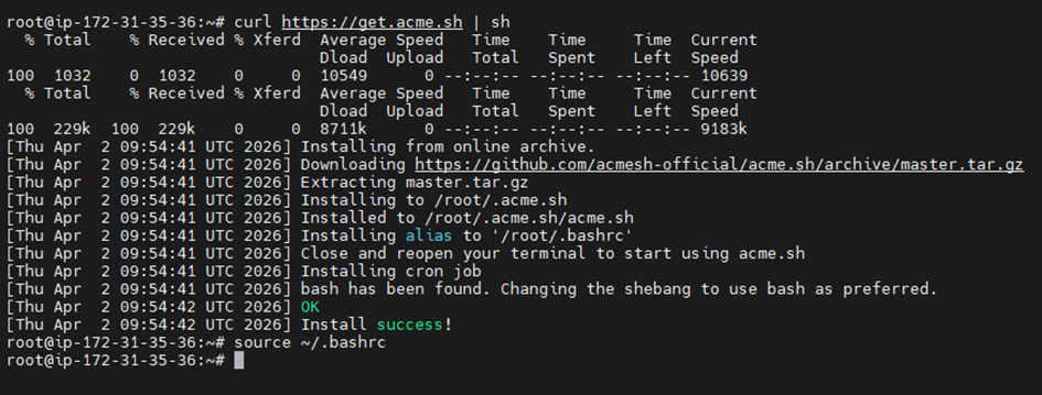 Installation de acme.sh