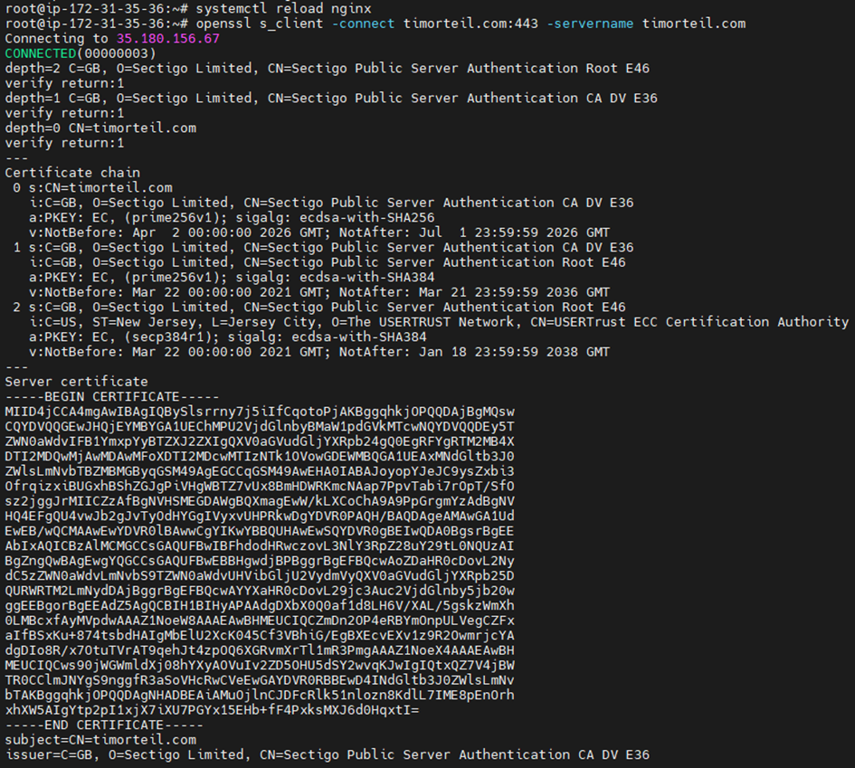 Vérification de l’installation SSL dans le navigateur
