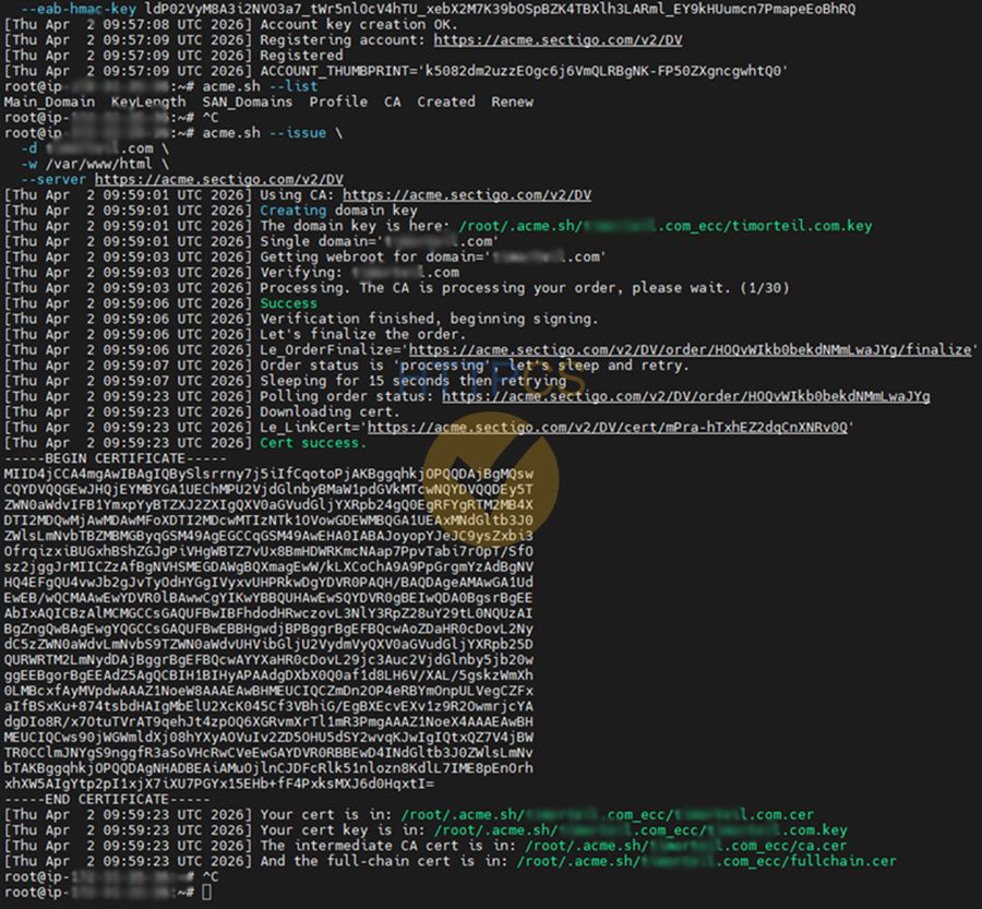 Installation d'un certificat SSL sur un serveur Apache