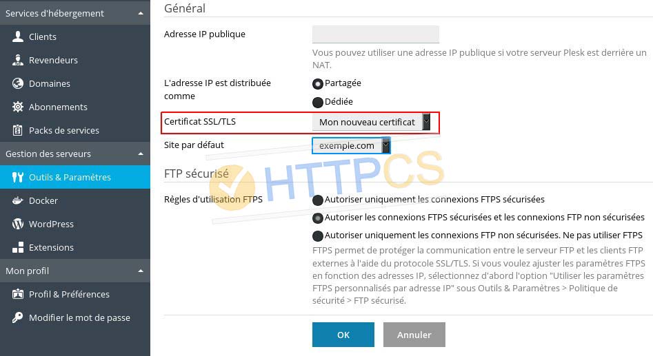 Comment installer un certificat SSL avec Plesk Panel